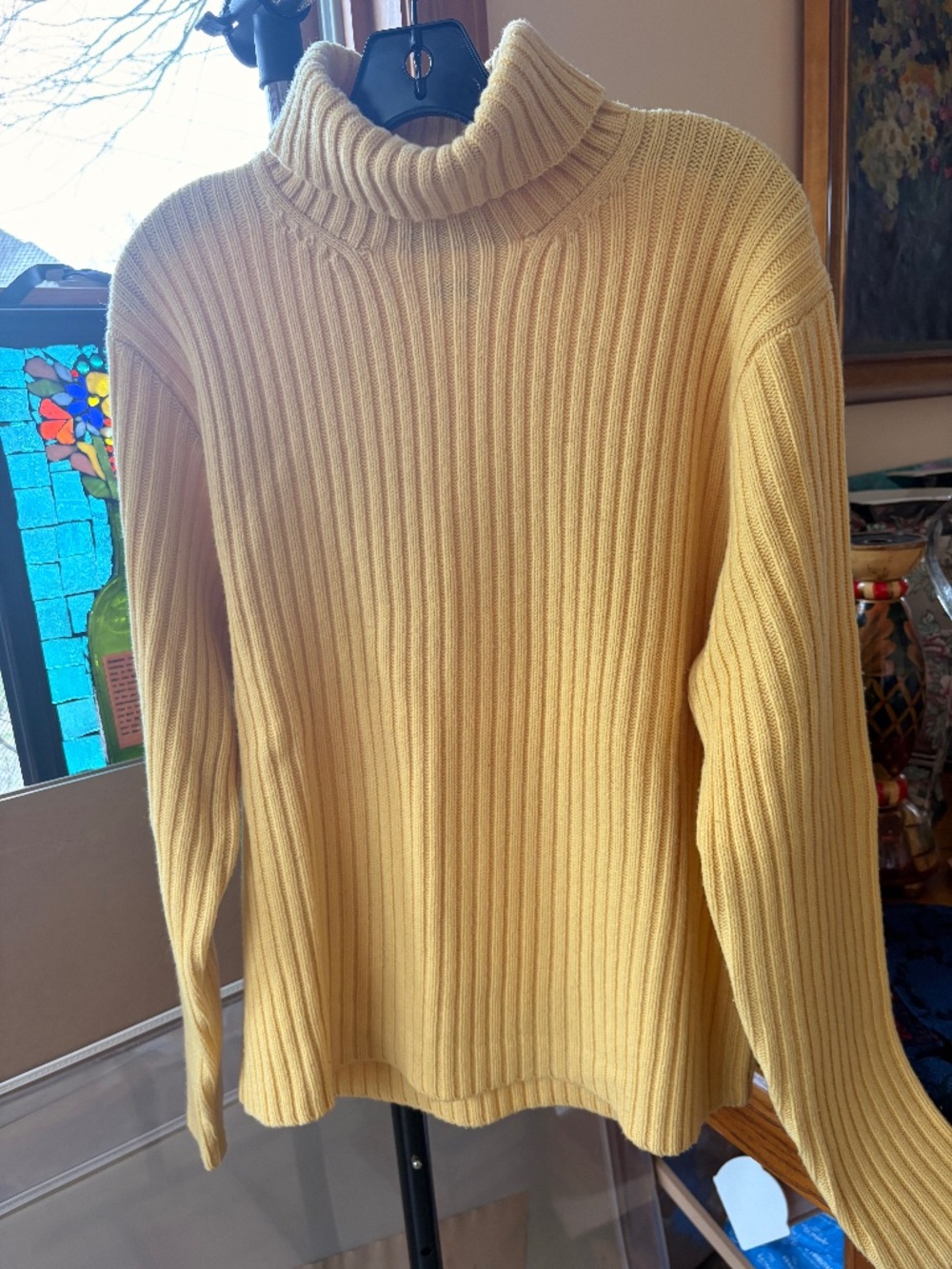 Ralph Lauren Yellow Ribbed Wool Cashmere Blend Women’s Turtleneck Sweater XL